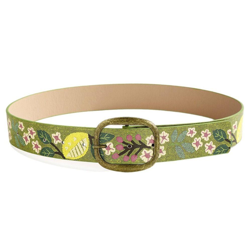Stampa Cottagecore Stampa Floreale Cintura Fibbia in Metallo Antico Fascia Decorativa Per Donna