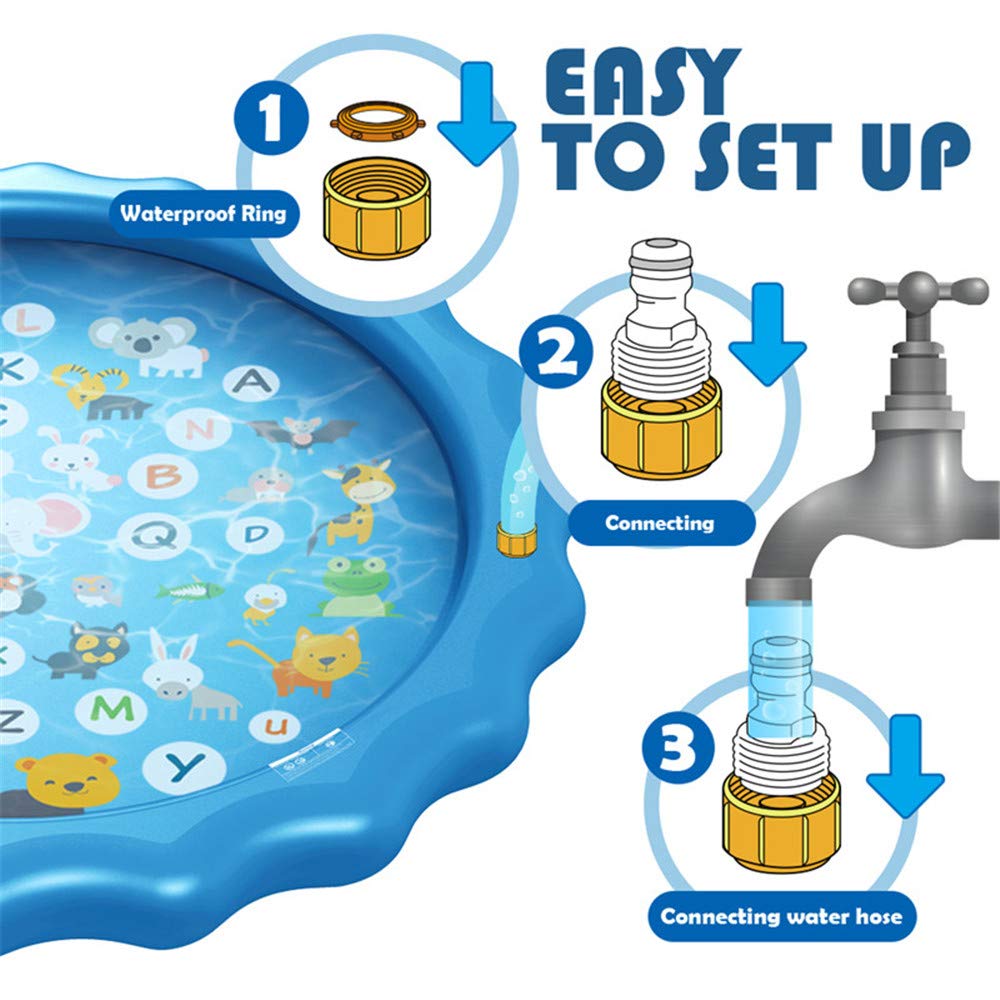 Fountain Play Pool Mat for Kids and 100cm Cute Pool Mat for Water Summer Lawn Home Summer Protection Mat, Mat, Pets, Diameter, Play, Days, Play, Use,