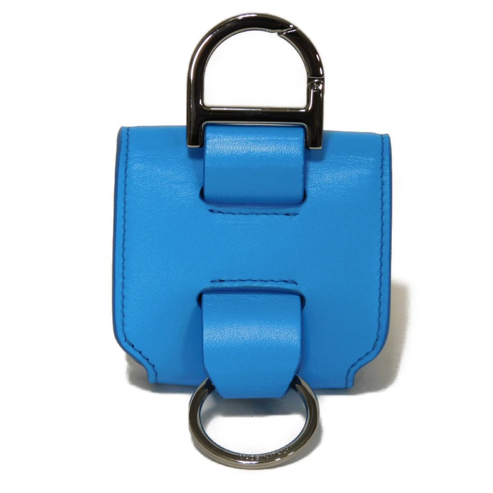 Used Airpods Pro Case 10656 2ADKH271UCL 7950 Flap Magnetic Smooth Calfskin Neck Strap Logo Metal Blue Unisex from Japan