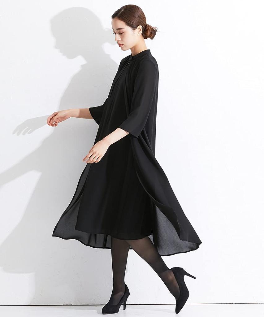 Collar Design Dress Made of Japanese Fabric Sizes [Nissen] [Mourning/Formal Clothing] <Callarus> Washable, Wrinkle-proof, Front-opening Stand-up