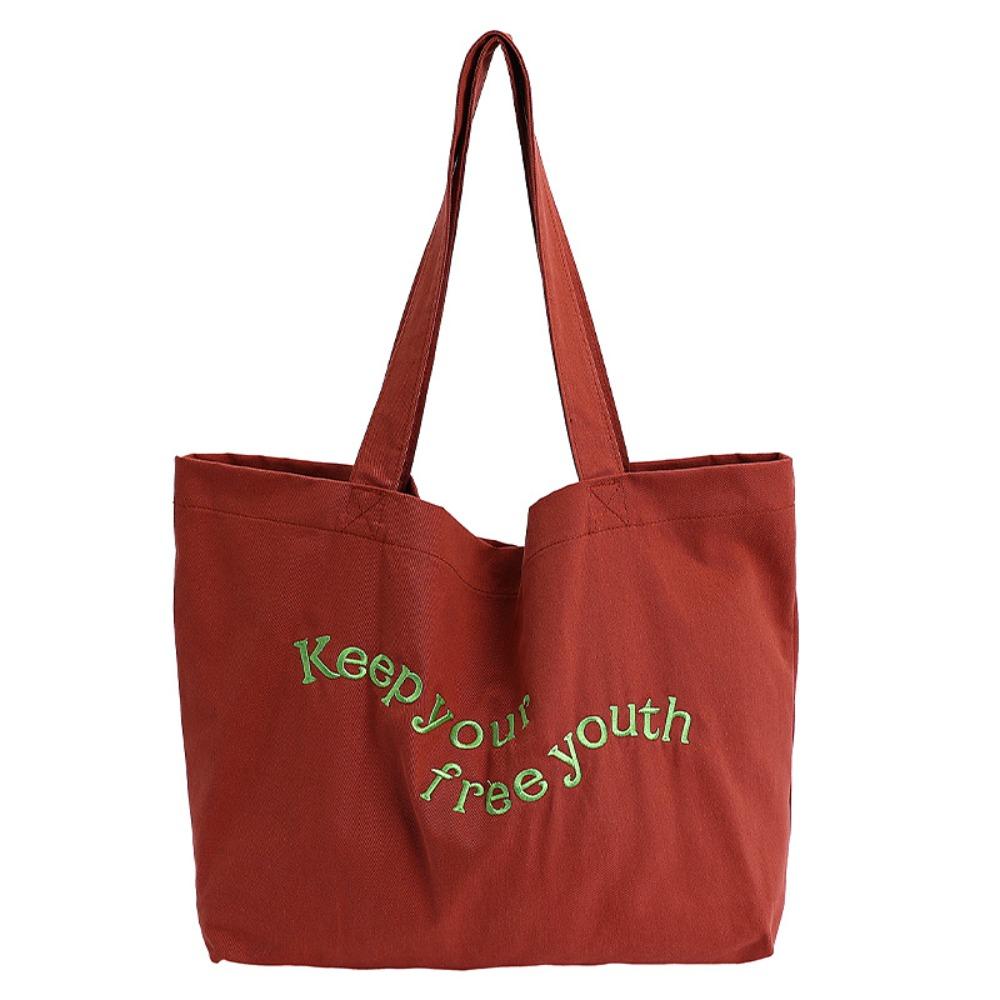 Casual Canvas Totes Bag Solid Color Women's Handbag Fashion Letters Shoulder Bag  Girls