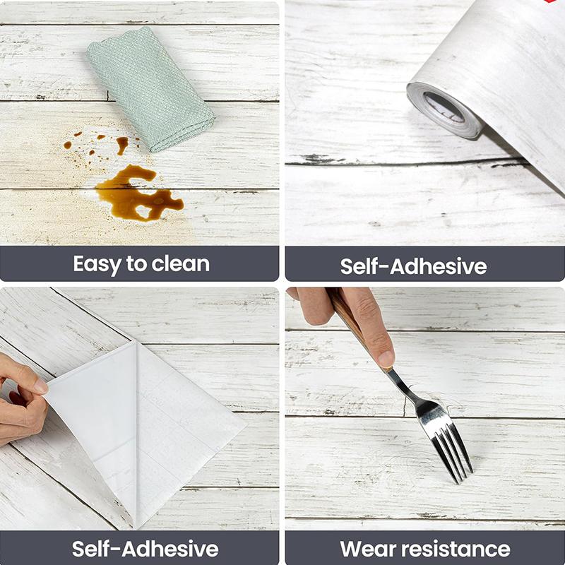 Ivory white retro imitation wood vertical pattern self-adhesive wood wallpaper detachable vinyl suitable for home decoration