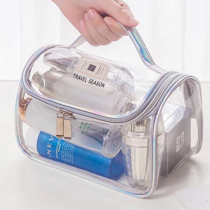 Transparent Handheld PVC Cosmetic Bag Simple Large Capacity Toiletry Bag Business Trip Travel Toiletry Cosmetic Storage Bag