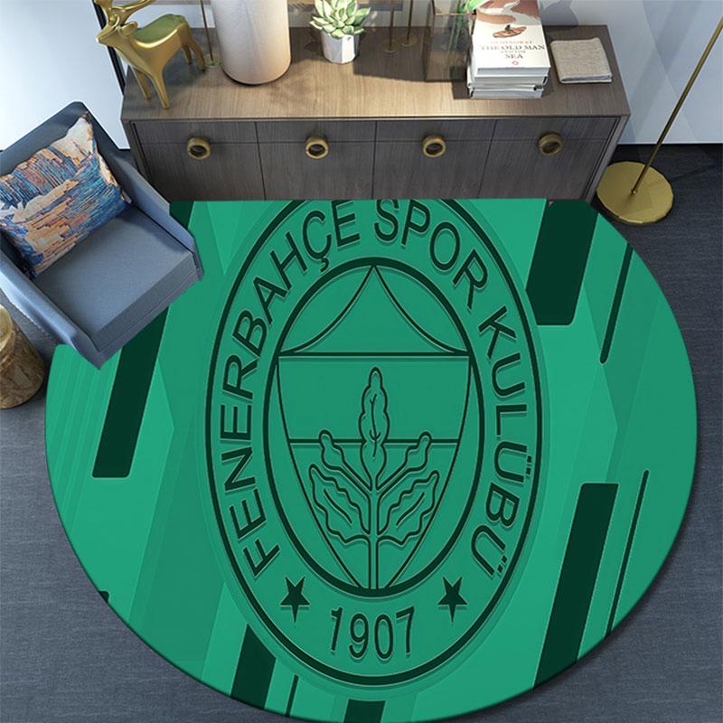 Runder Teppich im Fenerbahce-Muster, Teppich für Wohnzimmer, Schlafzimmer, Spielzimmer, Rutschfeste Bodenmatte, Feiertagsgeschenke und Geburtstagsgeschenke.