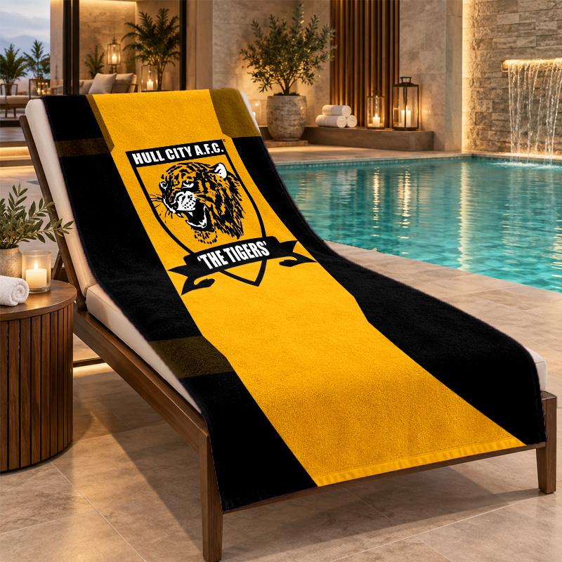 Beach Towel with Hull City Design, Quick Dry Lightweight Towel for Swimming Pool Travel