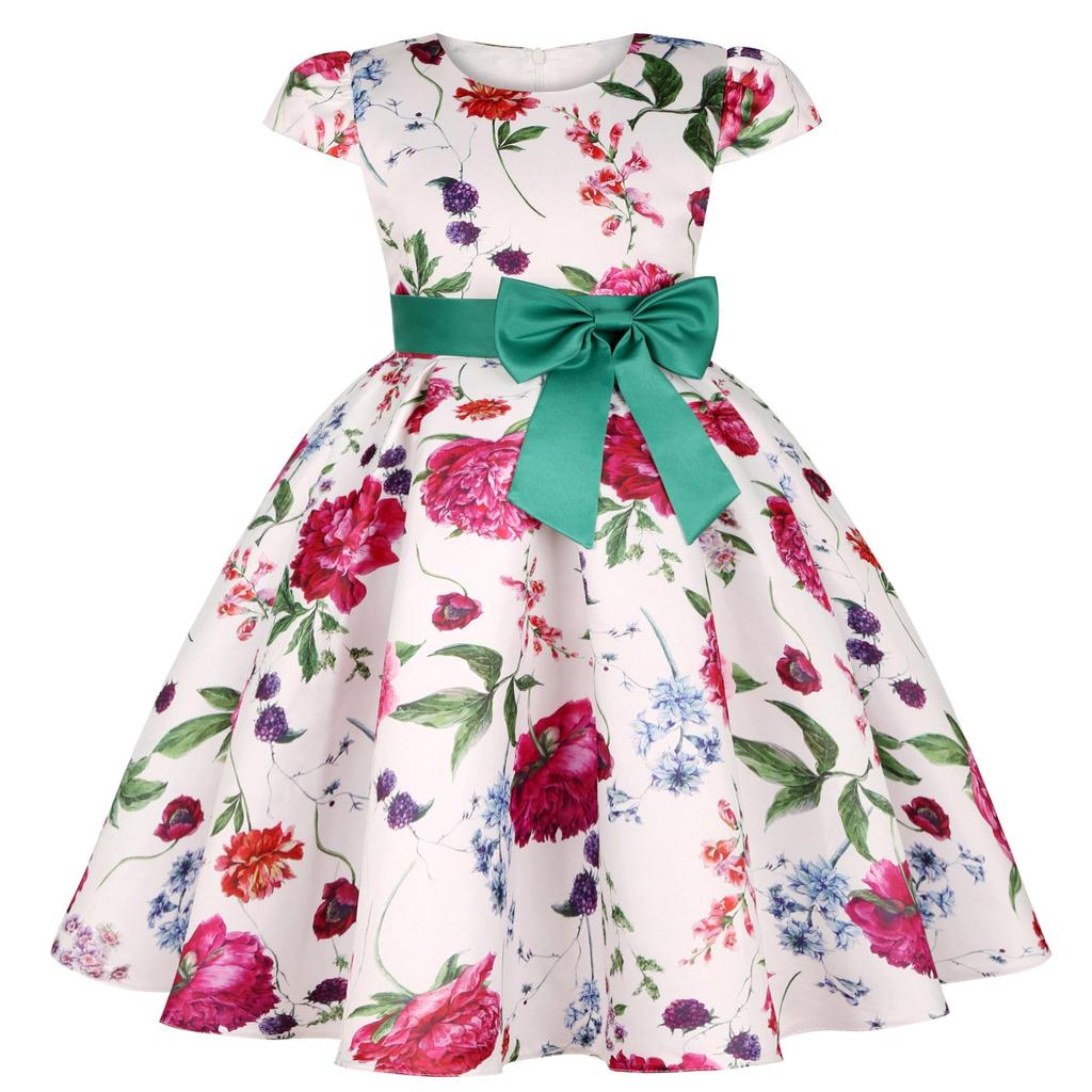 Kids Girls Bow Girl Party Princess Dresses Children Ball Gown Costume Festival Host Children Dress
