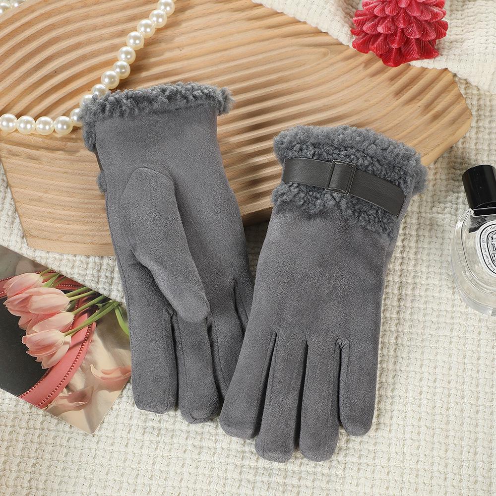 Women's Suede Winter Gloves: Warm, Fleece-Lined, and Windproof for Cycling and Driving