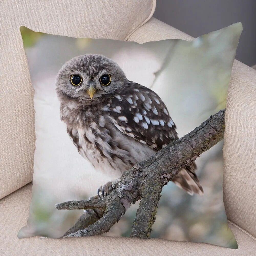 Cute Animal Pillowcase Wild Owl Cushion Cover Decorative Pillowcase Sofa Home Children's Room