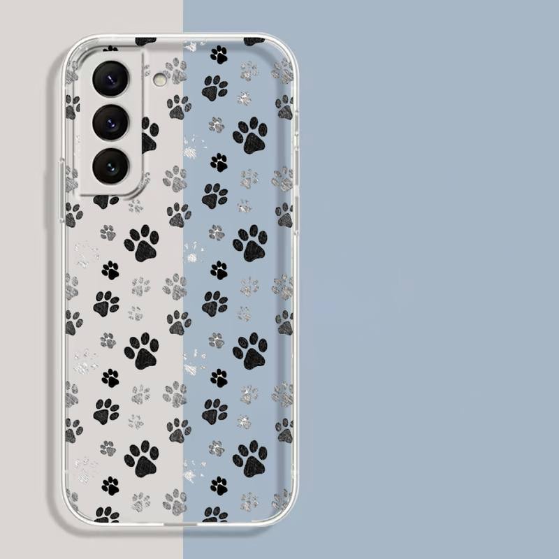 

Cartoon Dog Footprints Phone Case For Samsung Galaxy S10 S10e S8 S9 Plus S7 A70 Edge Note10 Transparent Cove A51