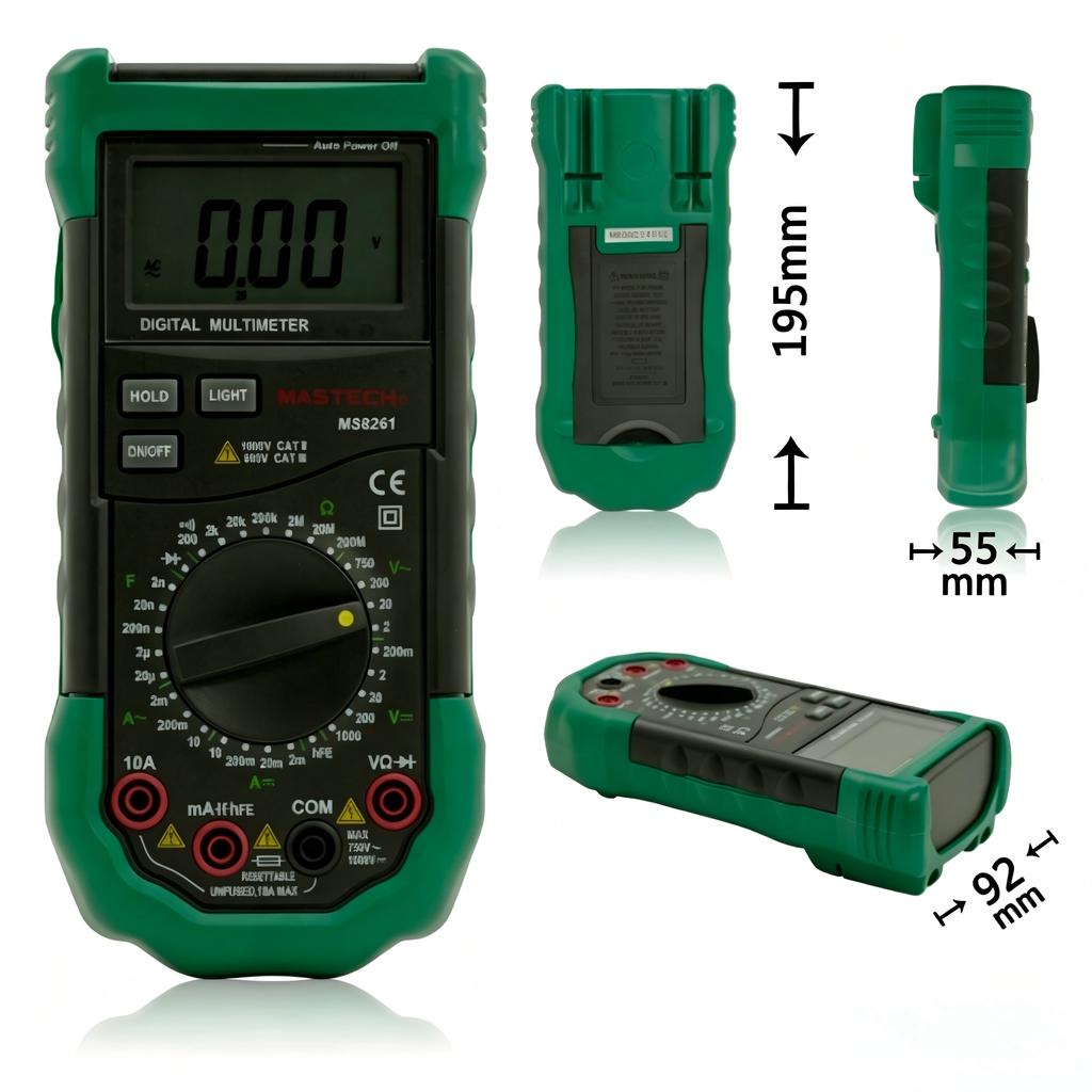 MS8261 LCD-Hintergrundbeleuchtung Digitales Multimeter AC/DC-Spannung Strom Widerstand Kapazität HFE Transistor Tester 3,5-stelliger Multi-Meter