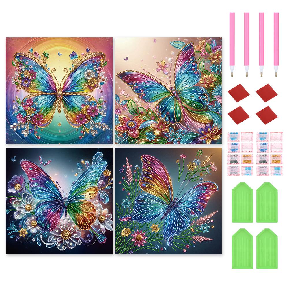 4 szt. Dziewczynka 5D DIY Specjalny Kształt Kryształowy Pół-Diamentowy Obraz Zestaw Dekoracja Domu