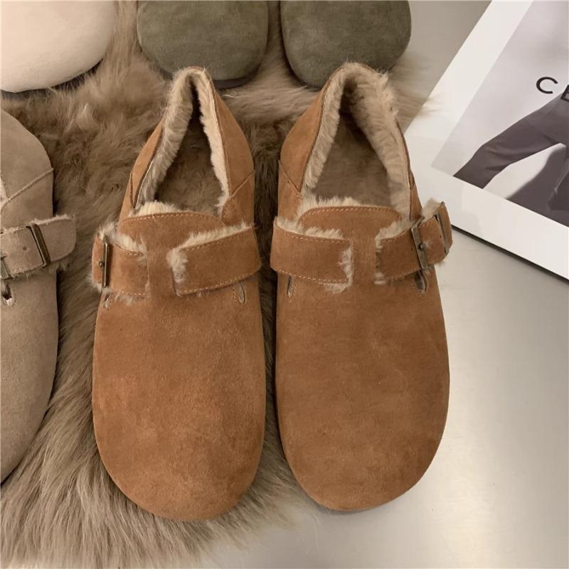 Fleece Shoes, Women's Flat Shoes, Retro Soft-soled Cotton Shoes