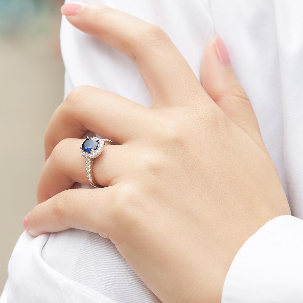 925 Sterling Silver Women's Opal and Red Corundum Zircon Gemstone Index Finger Ring