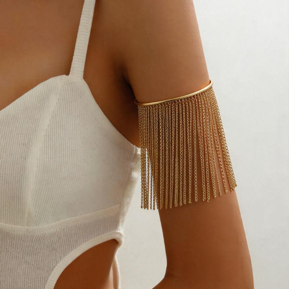 Adjustable Alloy Arm Cuff Bracelet Exquisite Design Fringe Arm Cuff Body Chain Party Wear