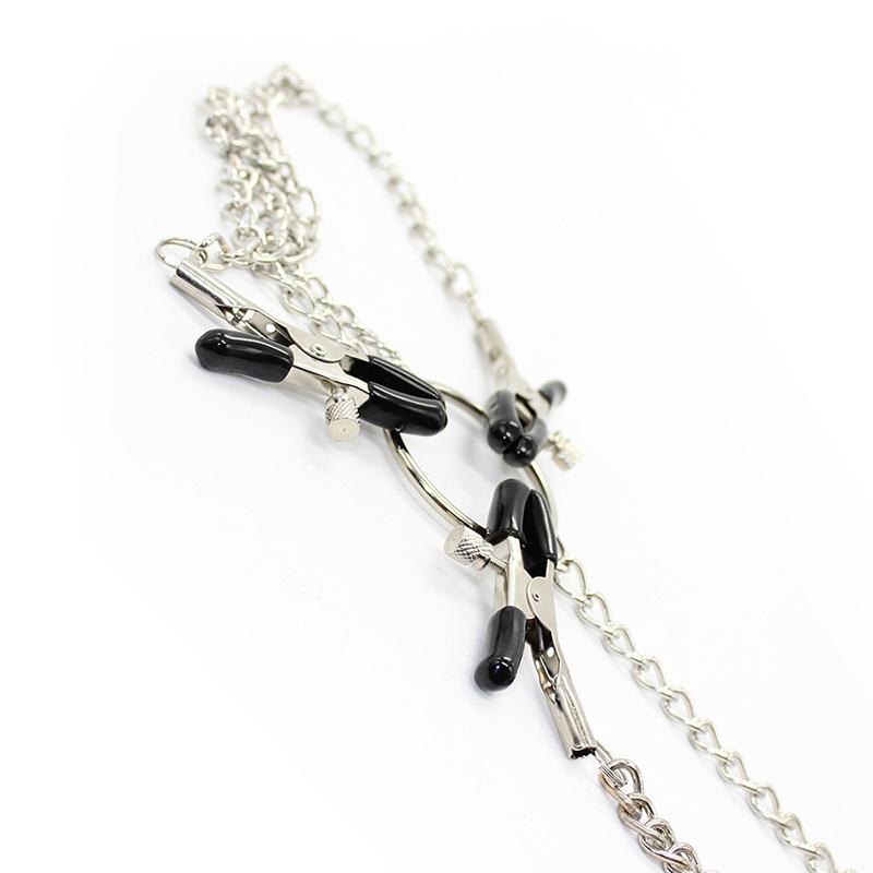 Adjustable Three-Chain Nipple Clamp Adult Sex Toy for Women And Couples with Bells Breast Clip for Enhanced Sensation