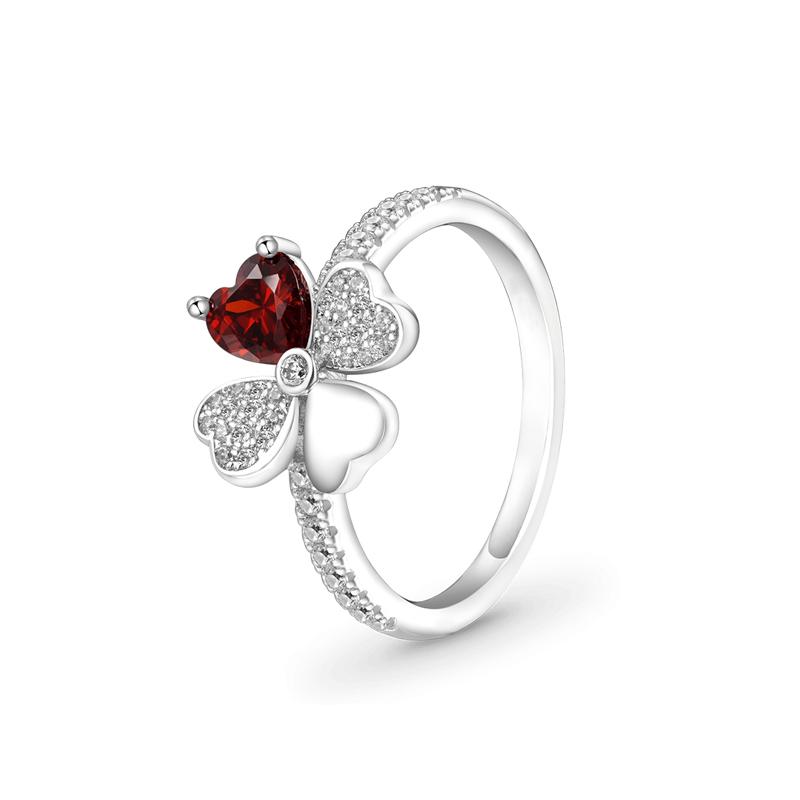 925 Sterling Silver Man-eating Flower Rose Four-leaf Clover Ring for Women Jewelry Open Design Wedding Party Fashion Gift