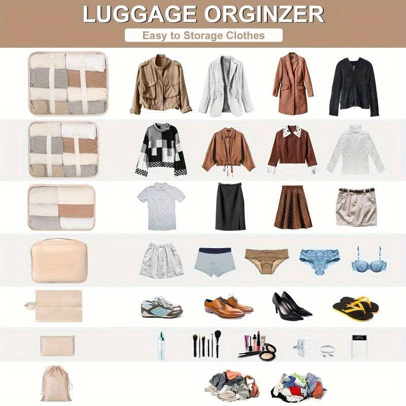 7Pcs Travel Organizer Set Folding Storage Bags Wardrobe Cube Suitcase Packing Luggage for Clothes & Shoes