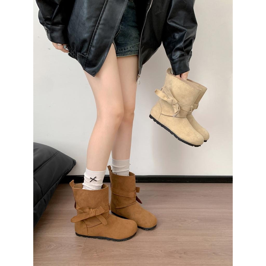 Queen Fan Weiß Explosiv Retro Flache Stiefel Kinder 2025 Neu Herbst Rock Skinny Vielseitige Kurze Stiefel