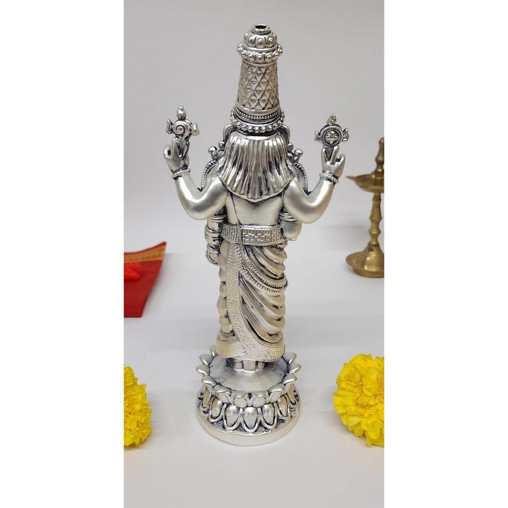 Lord Tirupati Balaji Kamal Silver Plated Idol for Car Dashboard | Lord Venkateswara Swamy for Diwali Decor