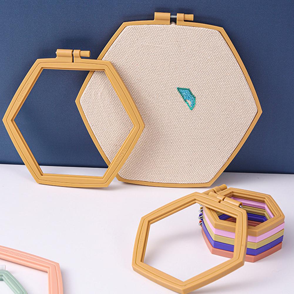 Hexagon Embroidery Hoops Hand Embroidery Tool Multifunctional Plastic Needlework Removable Quilting Frame for DIY Sewing Craft