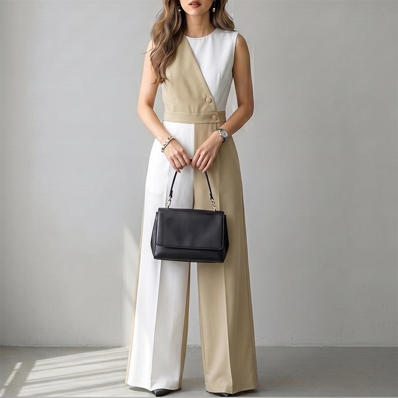 ZANZEA Women Casual Round Neck Loose Sleeveless Wide Leg Jumpsuits