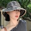 Women S Retro Striped Bucket Hat Summer Breathable Sun Protection Beach Hat
