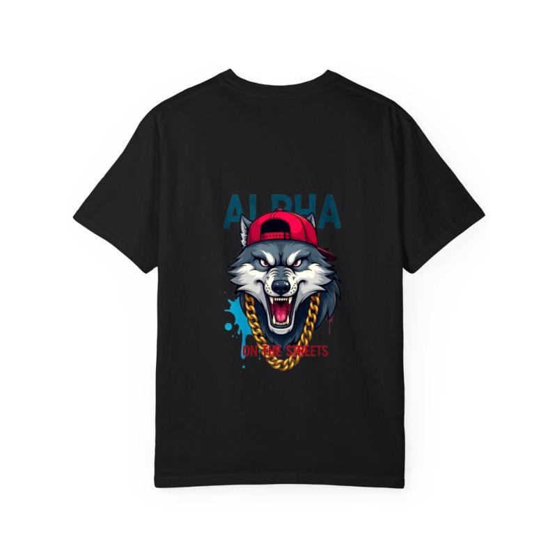 Alpha Wolf Graphic T Shirt White Street Style Wolf with Red Cap and Gold Chain Print for Casual Wear