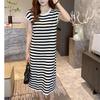 2024 Summer High-End Women's Petite Knit Shoulder Dress - Hip-Hugging, Slimming, Short Sleeve, Elegant Long Style