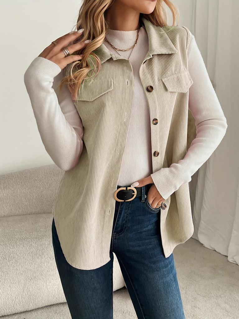 Women's Casual Lapel Solid Color Single-Breasted Vest for Commuting Fashion