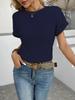 Elegant V-Neck Lace Women's Knitted Top Casual Loose-Fit T-Shirt Summer Patchwork Short Sleeve Tops