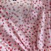 French Sexy Floral V-Neck Short Sleeve Lace-Up Waist Slim Pleated Long Dress