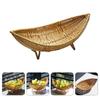 Handwoven Woven Snacks Serving Tray Hollow Out Dried Fruit Serving Holder  Tabletop