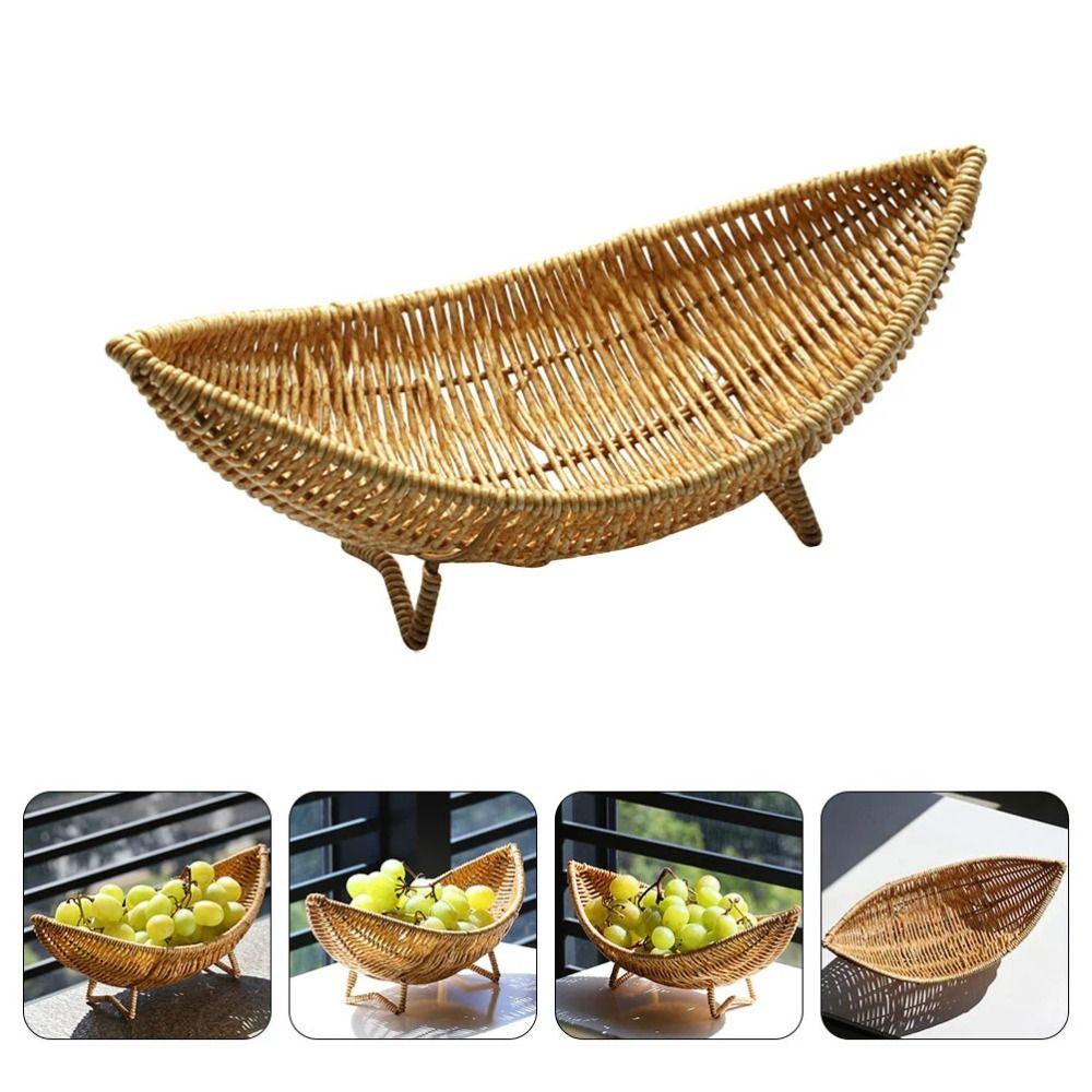 Handwoven Woven Snacks Serving Tray Hollow Out Dried Fruit Serving Holder  Food