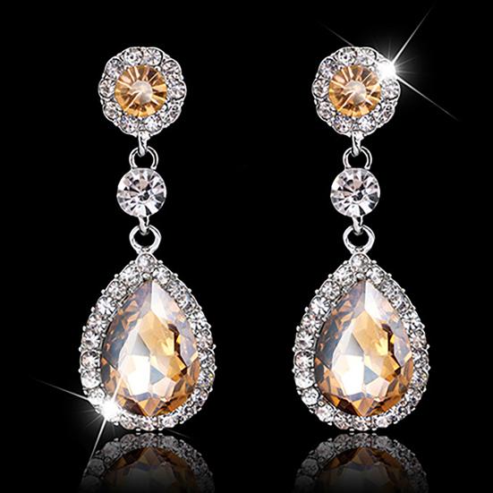 Women Luxury Water Drop Chandelier Earrings Rhinestone Ear Drops Jewelry for Daily Life