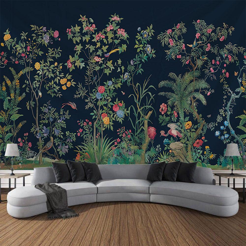 Tropical Plant Leaf Tapestry, Hippie Animal Bird, Wall Art Blanket, Living Room and Bedroom Decoration, Hanging Home Decoration