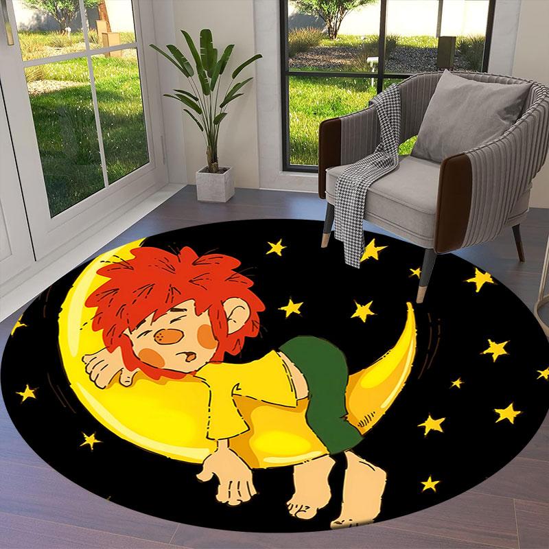 Meister Eder Und Sein Pumuckl Round Area Rug,Carpet Rug for Living Room Bedroom Sofa Playroom Decor,Non-slip Floor Mat