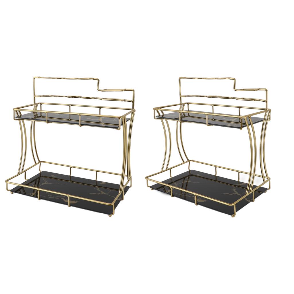 Countertop Storage Rack Double Layer Waterproof Counter   Shelf with Electric Toothbrush Holder for Bathroom