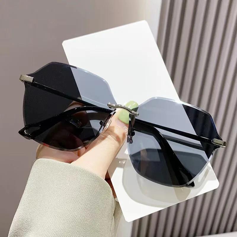 

Rimless Big Frame Women Sunglasses Vintage Sun Glasses Trendy Outdoor Accessory Shades Eyewear Sunglasses Woman