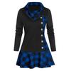 Langärmeliges Partykleid mit Rüschensaum Herbst Winter Überlappendes Revers Karo Patchwork Minikleid Damenbekleidung