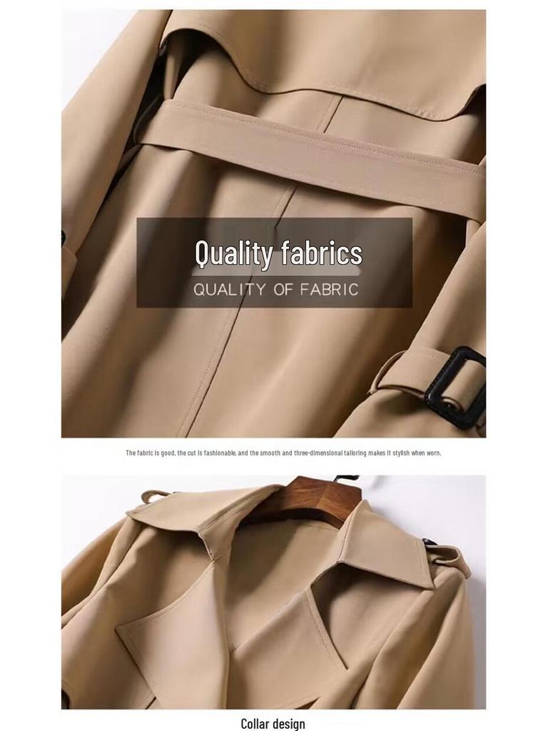 Dámský středně dlouhý trenčkot: Korejská móda jaro/podzim 2025, britský styl nad kolena