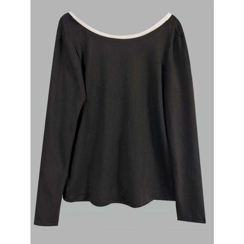 JKASHDK Moda feminina casual primavera outono cor sólida estampa manga comprida blusas e camisas