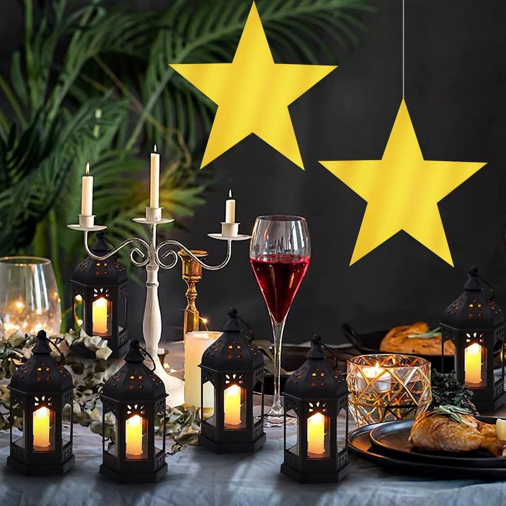 40 Pcs Metallic Star Cutouts Double Printed Paper Stars Decoration for Wedding Movie Night Party Supplies Bulletin Board Classroom Wall Decorations