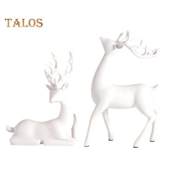 

2 шт. настольный орнамент оленя смоляные фигурки оленя стоящего оленя и лежащего оленя скульптура для домашнего офиса стол декор белый
