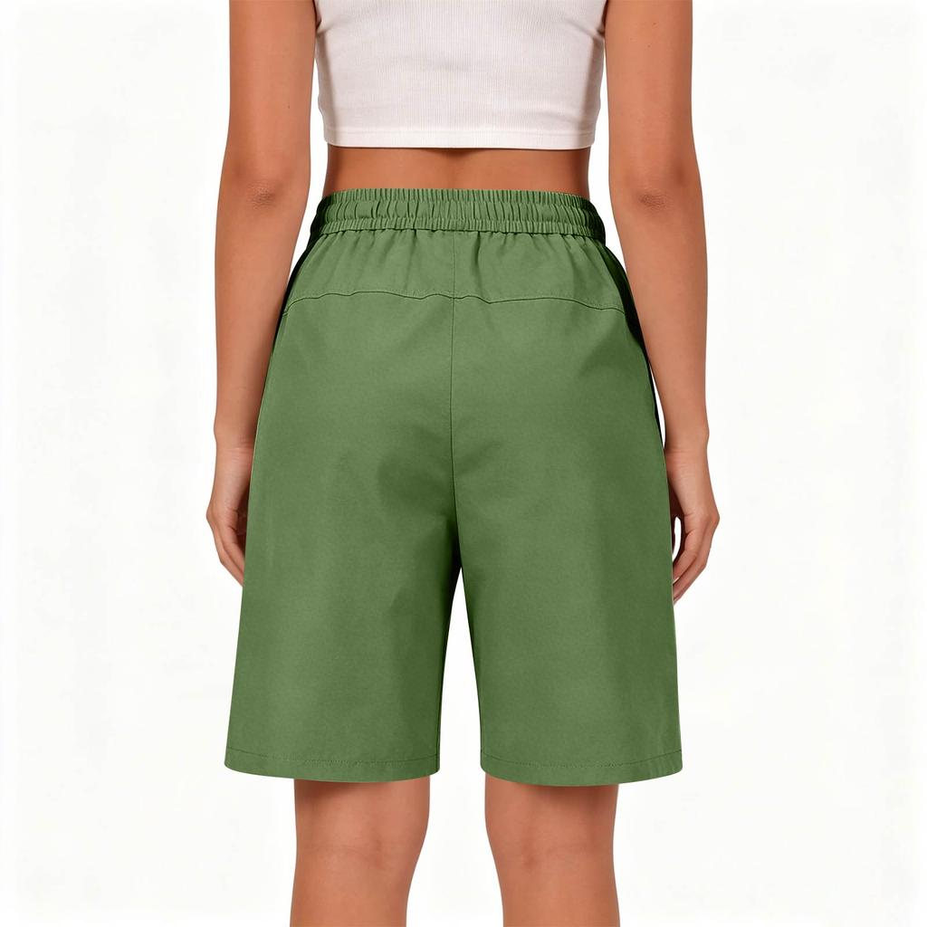 Unisex Summer Outdoor Casual Shorts Loose Fit Sportswear Five Inch Length Elastic Waistband with Drawstring and Multiple Pockets