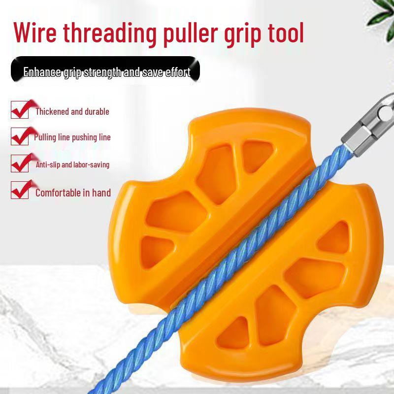 Blue Steel Wire Pulling Tool with Wheels - Electrician's Conduit Leader and Puller