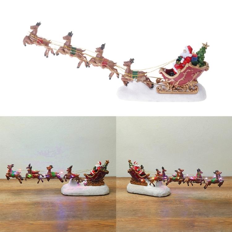 Weihnachtsmann Rentier zieht Wagen Leuchtende Dekorationen Weihnachtsfiguren Neujahrsgeschenk