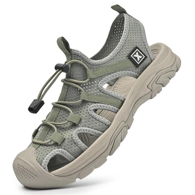 

FashionHandmade Sandals Men Breathable Summer Shoes Man Outdoor Men Sandals Antiskid Beach Sandals Hollow Shoes Collision Avoidance 39