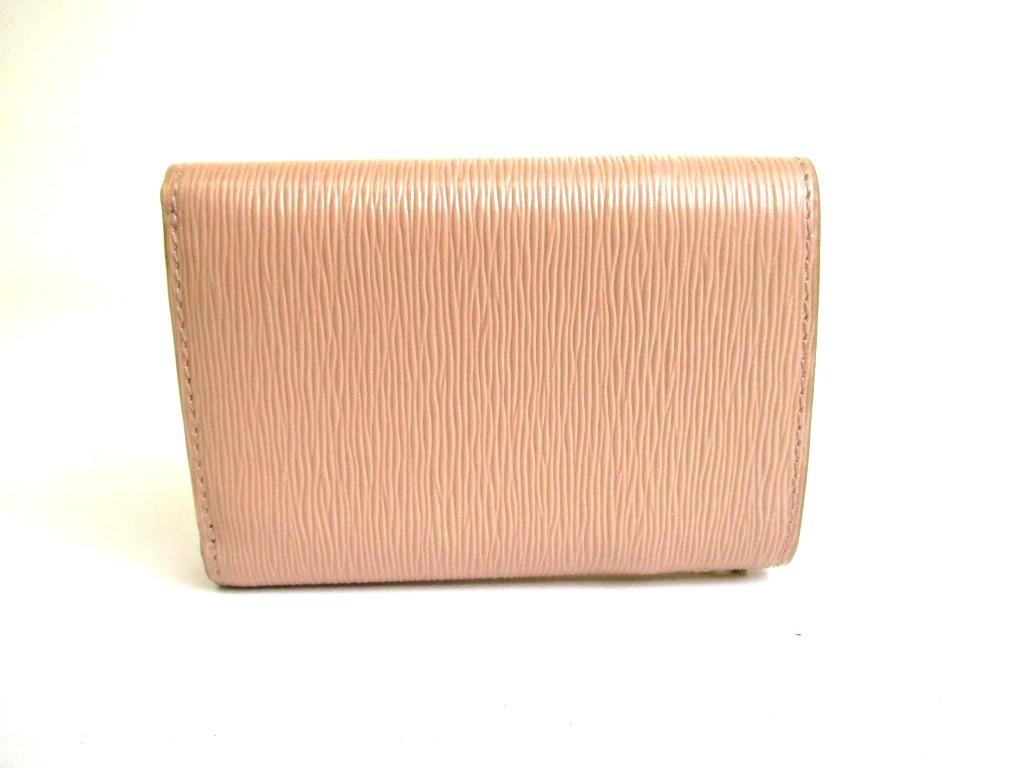 Authentic PRADA Beige Leather Trifold Wallet Compact Wallet #b149  Open Box