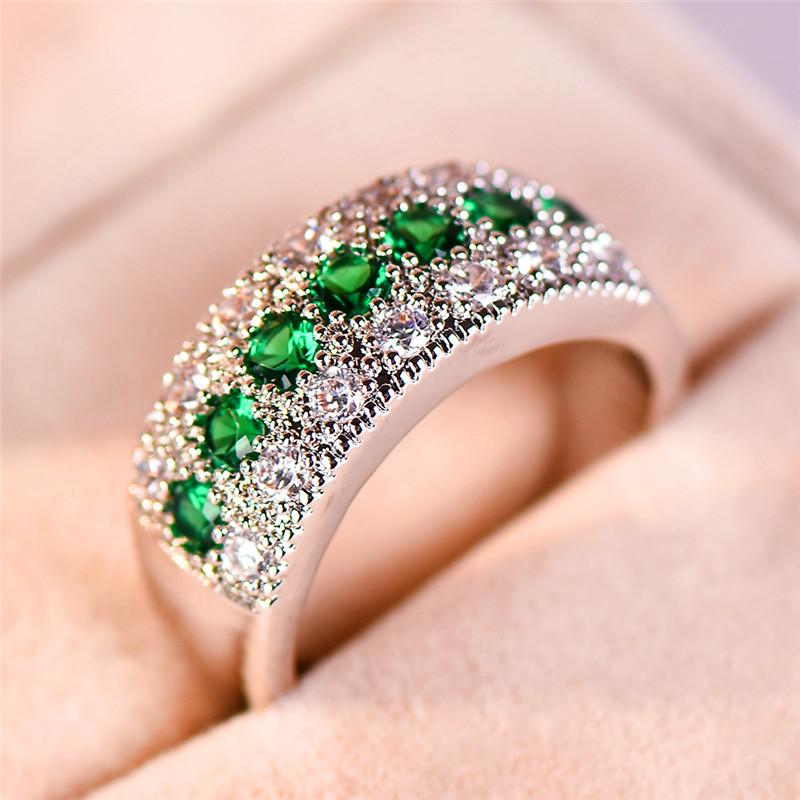 Crystal Female Small Round Zircon Stone Ring CopperColor Wedding Engagement Jewelry For Women