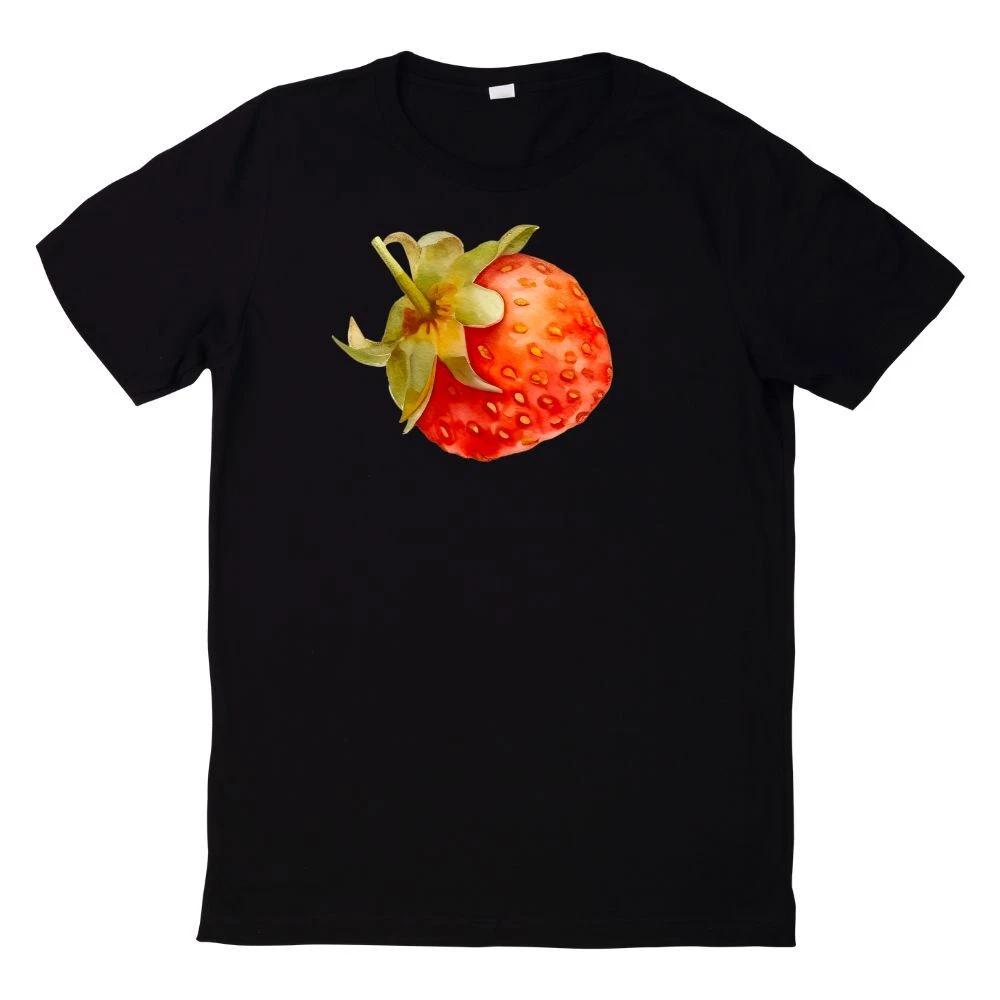 Watercolour Strawberries Motif T-Shirt M